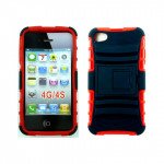 Wholesale iPhone 4 4S TPU+PC Dual Hybrid  Case with Stand (Black-Red)